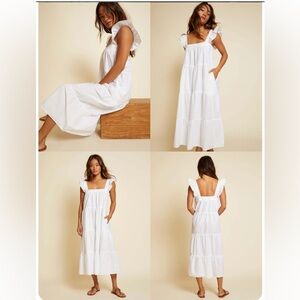 Nation LTD Camille Tiered Midi Dress in white